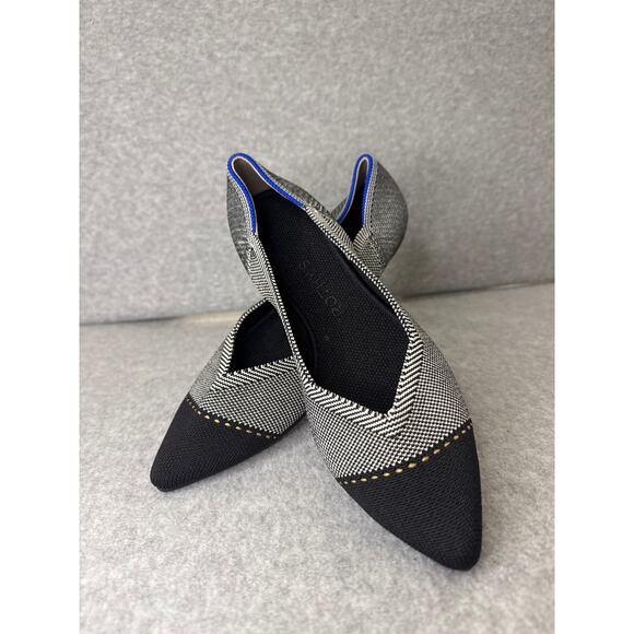 Rothy’s The Point Gray Mist Herringbone Cap Toe Flats 6.5 NWOT Eco Knit - Picture 6 of 6